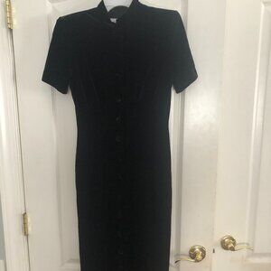 VTG J. Stevens By Carol Escritor Velvet Button Down Short Sleeve Dress - Size 6